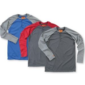 Wrangler® Men's Blue Flame Resistant Baseball Henley Knit Shirt