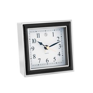 Alarm Clock w/Black Enamel & Silver Case