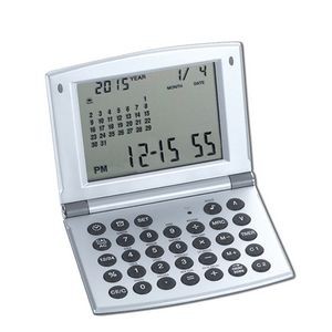 Folding Calculator w/World Time, Calendar & Alarm Clock