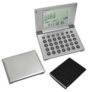 Folding Calculator w/World Time, Calendar, Alarm Clock & Data Bank