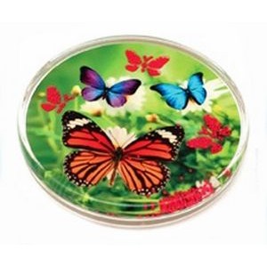 Liquid Motion Coaster With Floating Balls & Four Color Process Imprint - 3.875" x 3.875" x .52 Thick