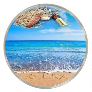 Liquid Coaster With Four Color Process Insert - With Shells, Beach Sand & Floating Bottle
