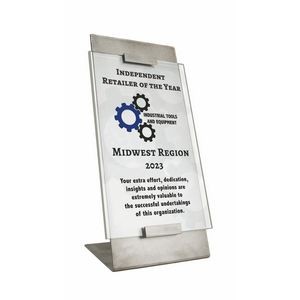 Curved Metal Standing Glass Plaque (6"x11-1/2")