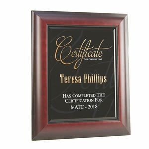 Glass Bevel Award in Rosewood Frame Plaque (11"x13")