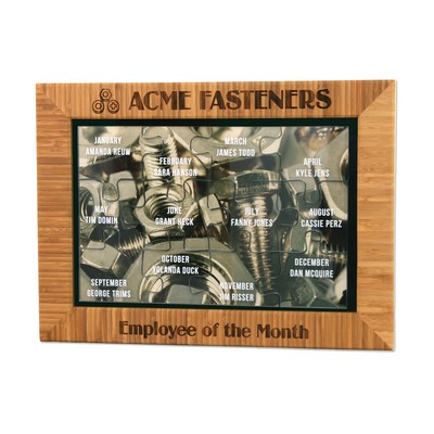 Acrylic Puzzle in Bamboo Frame Plaque 15"X13"