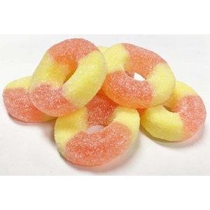 150g Peach Rings with Full Color Label
