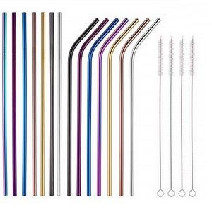 Single Stainless Stainless Steel Straw - Bent (6mm) - COLORED