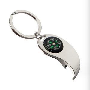 Bottle Opener Keychain with Compass