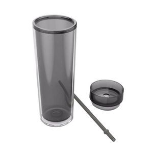 Double Wall Acrylic Tumbler with Lid and Straw, 16 oz.
