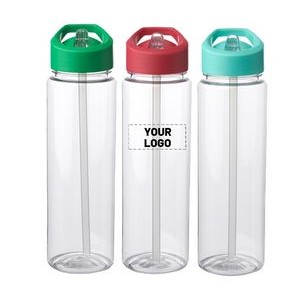Plastic Bottle with Sip Straw and Handle, 24 oz.