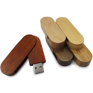256 MB Wooden Swivel USB Flash Drive
