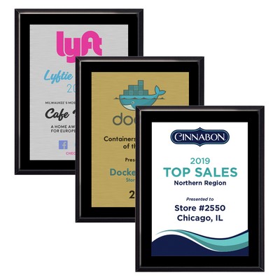 9" x 12" High Gloss Black Finish Plaque Full Color Sublimated Imprint