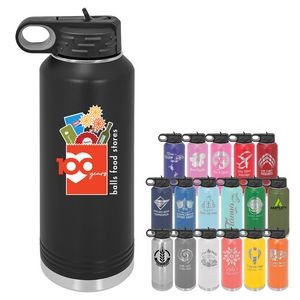 PolarFlask - 40 Oz. Polar Camel Water Bottle, Flip Top Straw Lid, Vacuum Insulated Stainless Steel