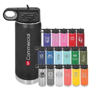 PolarFlask - 20 oz. Polar Camel Water Bottle, Flip Top Straw Lid, Vacuum Insulated Stainless Steel