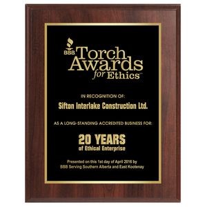 8" x 10" Cherry Finish Plaque w/ Laser Engraved Plate