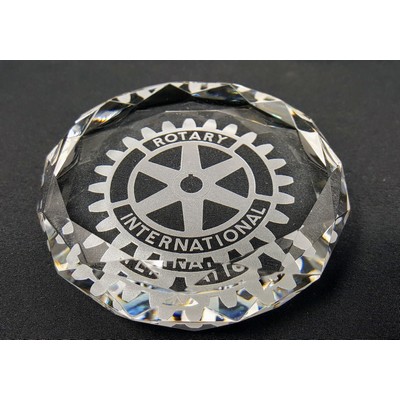 3" Round Crystal Faceted Paperweight Award