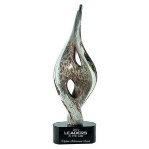 Silver Spire Art Glass Twist Award Sculpture, 15"