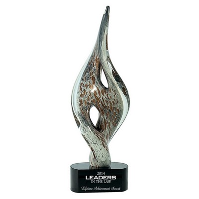 Silver Spire Art Glass Twist Award Sculpture, 15"