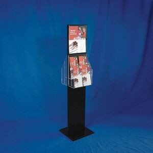 2-Sided Literature Display Stand w/Sign Holder & Adjustable Pockets