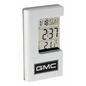Matte Metal See Through Digital Alarm Clock w/Temperature & Calendar