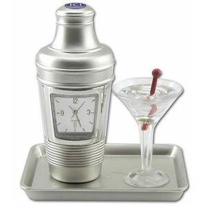 Miniature Metal Analog Martini Cocktail Clock