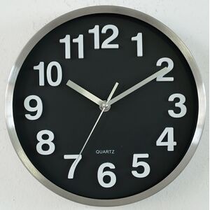 10" Stainless Steel Deluxe Black Dial Wall Clock
