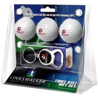 3 Golf Ball Gift Pack with Keychain Bottle Opener