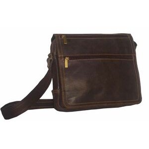 Distressed Double Zip on the Flap Messenger Bag