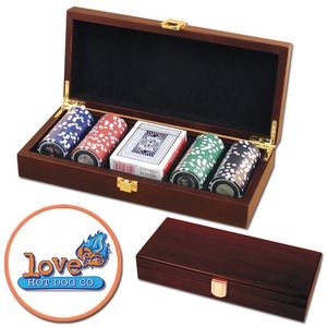 Poker chips set with Mahogany wood case - 100 Full Color chips