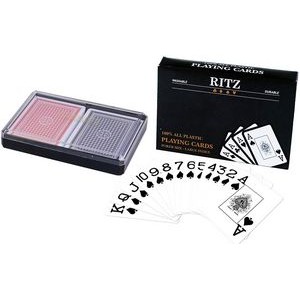 Ritz Plastic Playing Cards in hard shell case - Poker size, large index