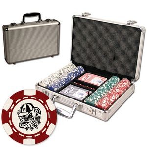 Poker chips set with aluminum chip case - 200 6 Stripe chips