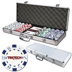 Poker chips set with aluminum chip case - 500 Dice chips