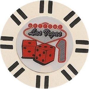 Closeout: 9 gram 16 stripe Las Vegas White Poker Chips