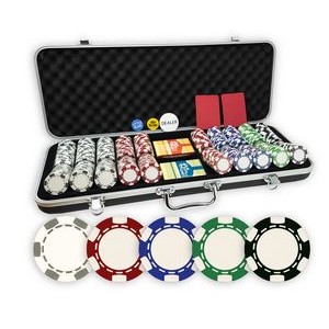 500 6-Stripe 11.5 gram poker chip set with black ABS case