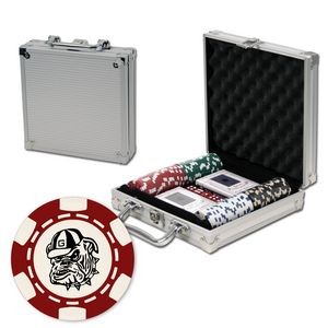 Poker chips set with aluminum chip case - 100 6 Stripe chips