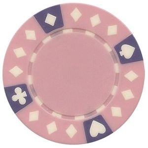 Closeout: 11.5 gram ABS Diamond Suited tri color pink poker chips - Blank