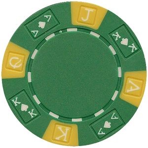 Closeout: 11.5 gram ABS Ace King tri color Green poker chips - Blank