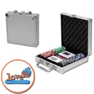 Poker chips set with aluminum chip case - 100 Full Color chips