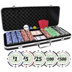 Professional Casino Del Sol poker chips set with 500 chips in black ABS case