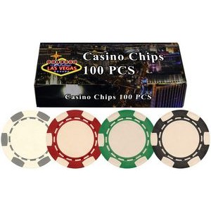 100 11.5 gram 6-Stripe Poker Chips in Gift/Retail Box