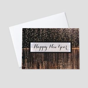 Falling Fireworks New Year Greeting Card
