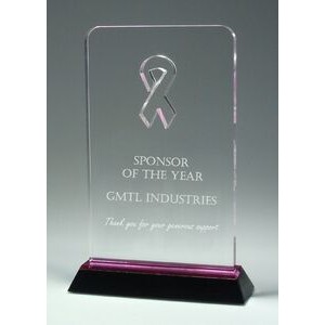 Ribbon Cut-Out Award w/Pink Mirrored Base