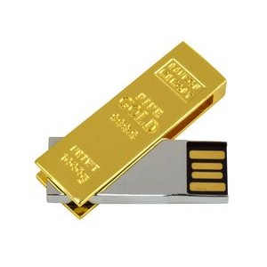 128 MB Gold Bar Swivel Flash Drive