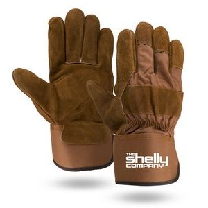 Brown Suede Cowhide Leather Palm Gloves