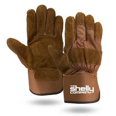 Brown Suede Cowhide Leather Palm Gloves