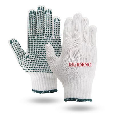 White Freezer Gloves w/Green Grip Dots