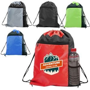 Drawstring Backpack w/Color Front Pocket