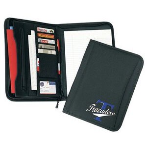 Poly Zipper Padfolio w/Multiple Business Card Pocket