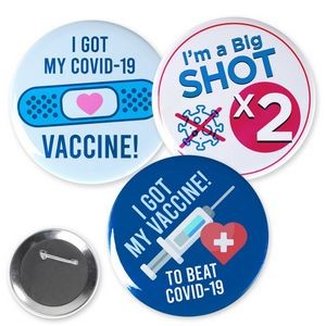 3" Circle Celluloid COVID Vaccine Buttons
