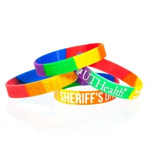 1/2" Segmented Rainbow Silicone Wristband